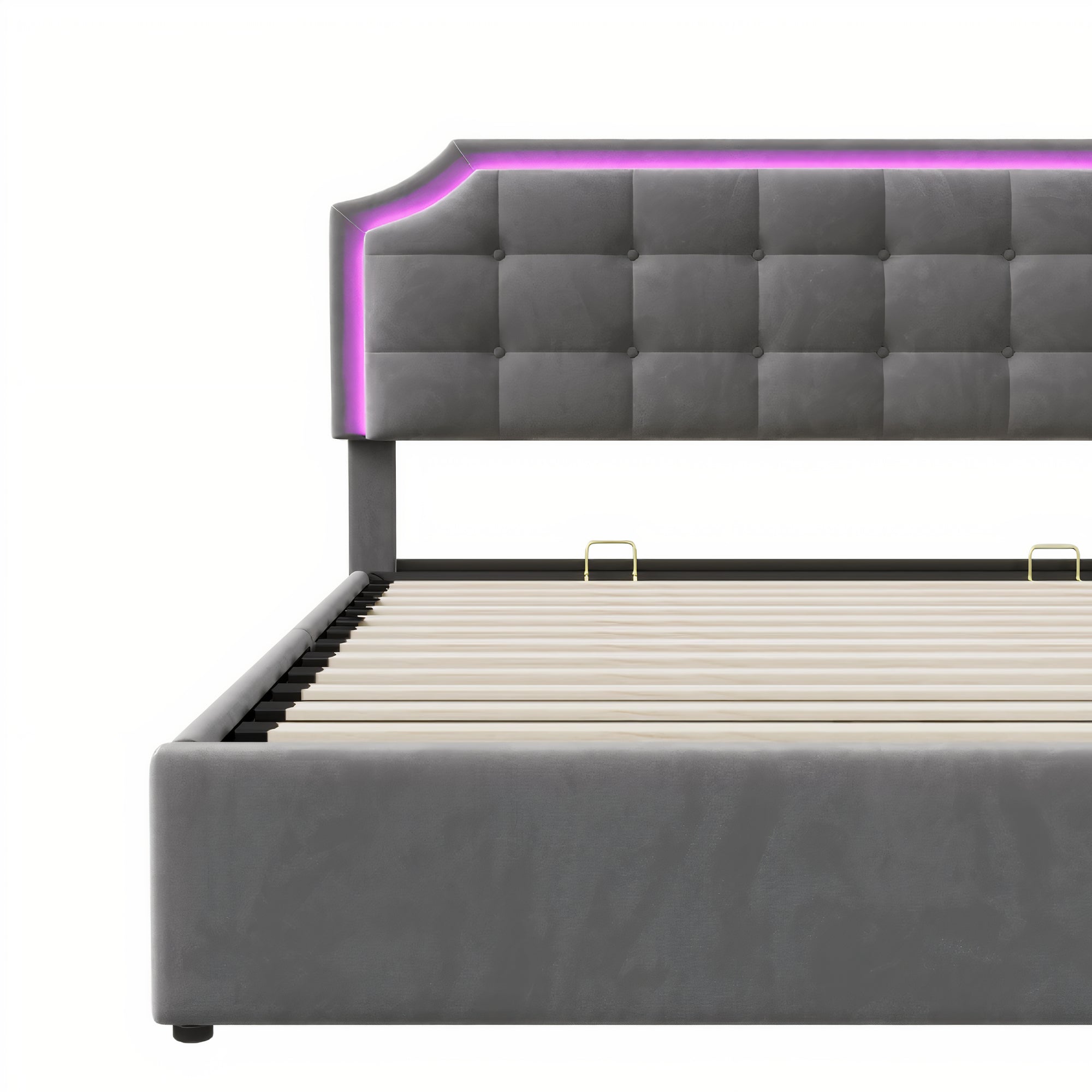 Lit coffre en velours à LED avec Port USB - Modèle Daphné