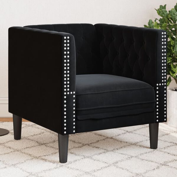 Fauteuil Chesterfield en velours - Modèle Georges
