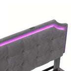 Lit coffre en velours à LED avec Port USB - Modèle Daphné
