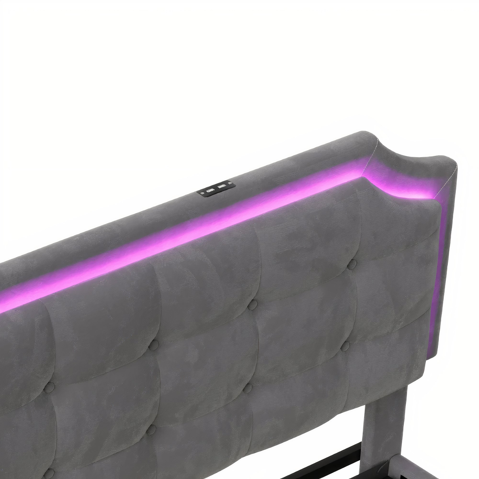 Lit coffre en velours à LED avec Port USB - Modèle Daphné