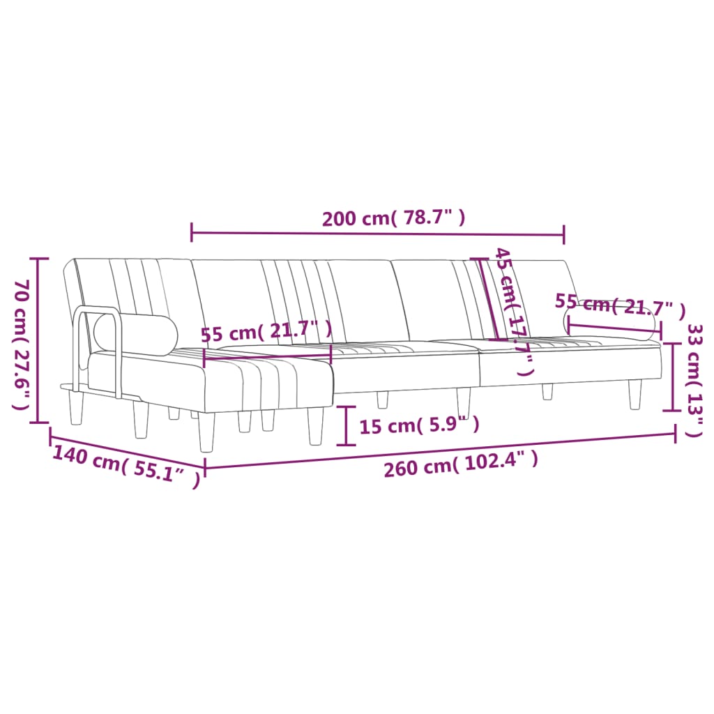 Canapé d'angle convertible en velours - Modèle Maëlis