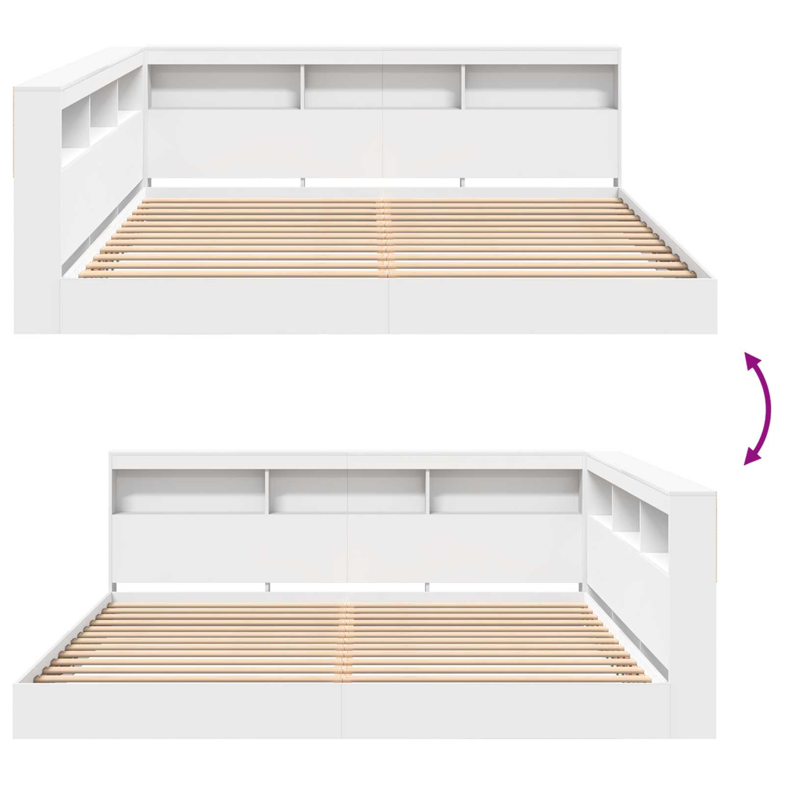 Lit coffre en bois avec bibliothèque intégrée - Modèle Sienna