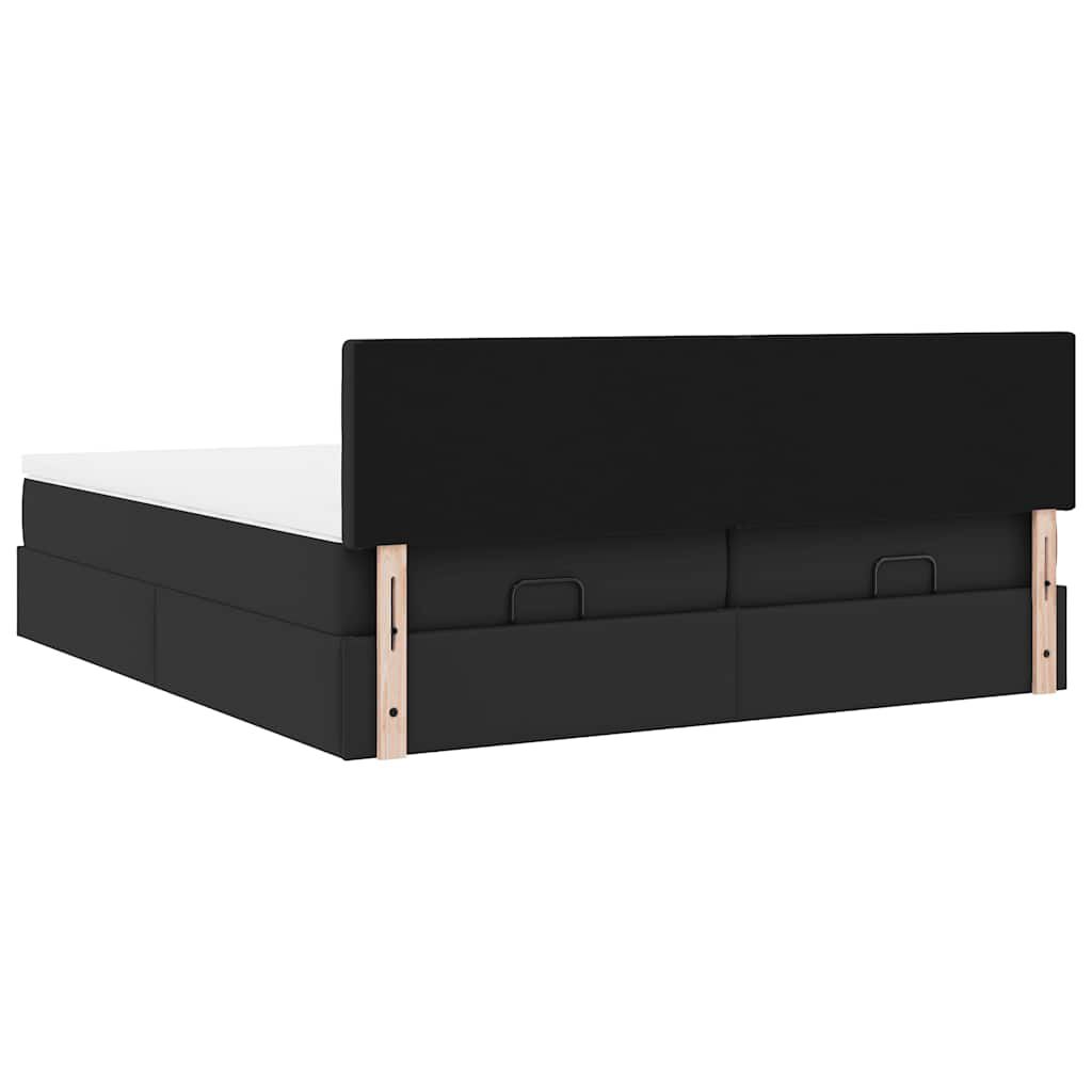 Lit coffre ottoman à LED avce matelas - surmatelas - tête de lit - Modèle Céleste