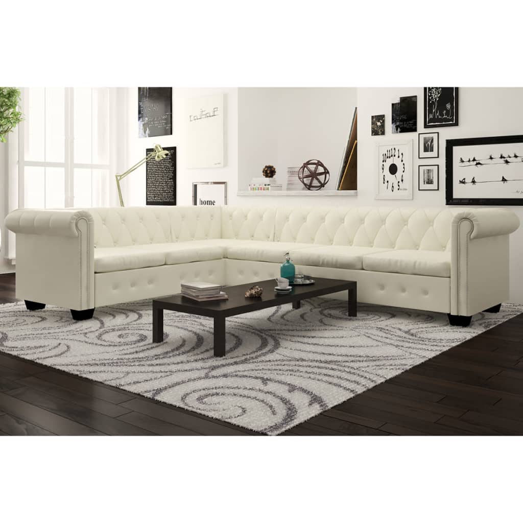 Canapé d'angle Chesterfield en similicuir - Modèle Clément