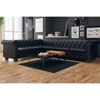 Canapé d'angle Chesterfield en similicuir - Modèle Clément
