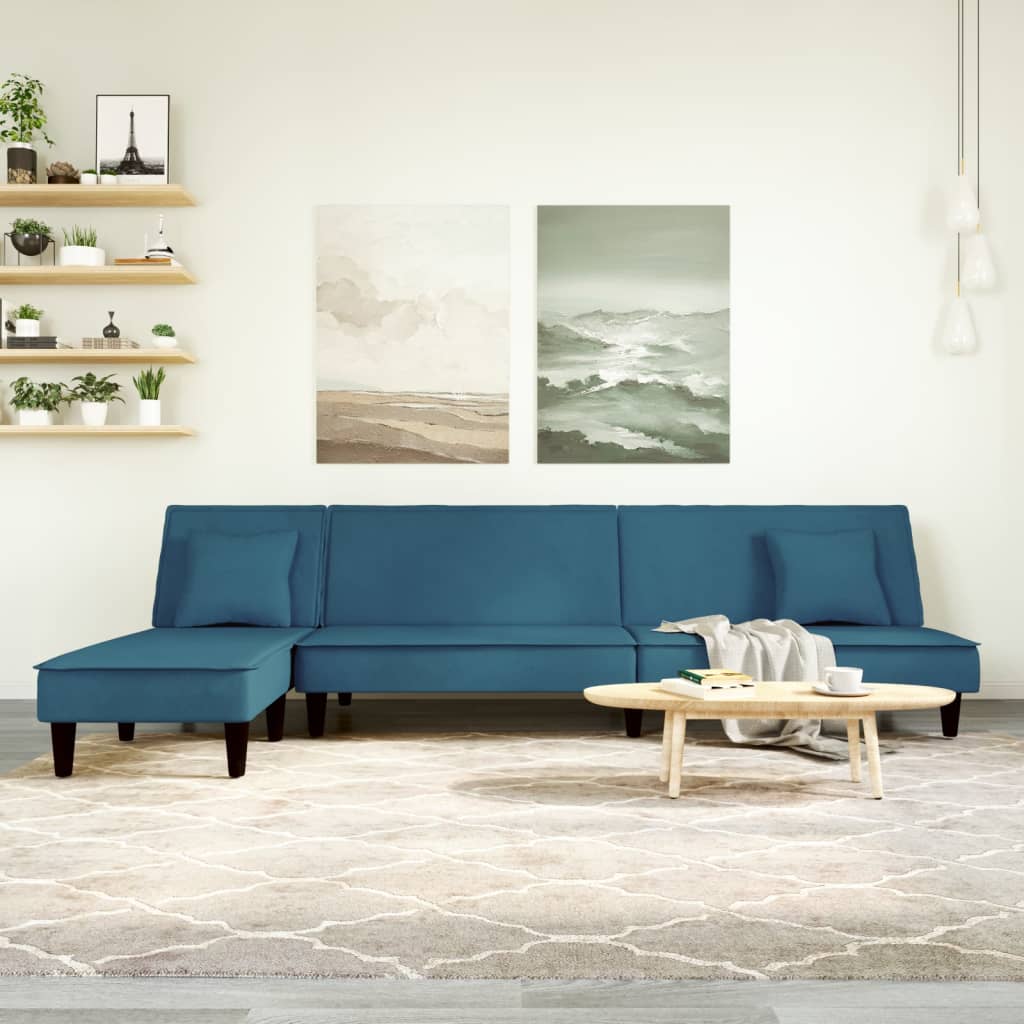 Canapé d'angle convertible en velours - Modèle Timo