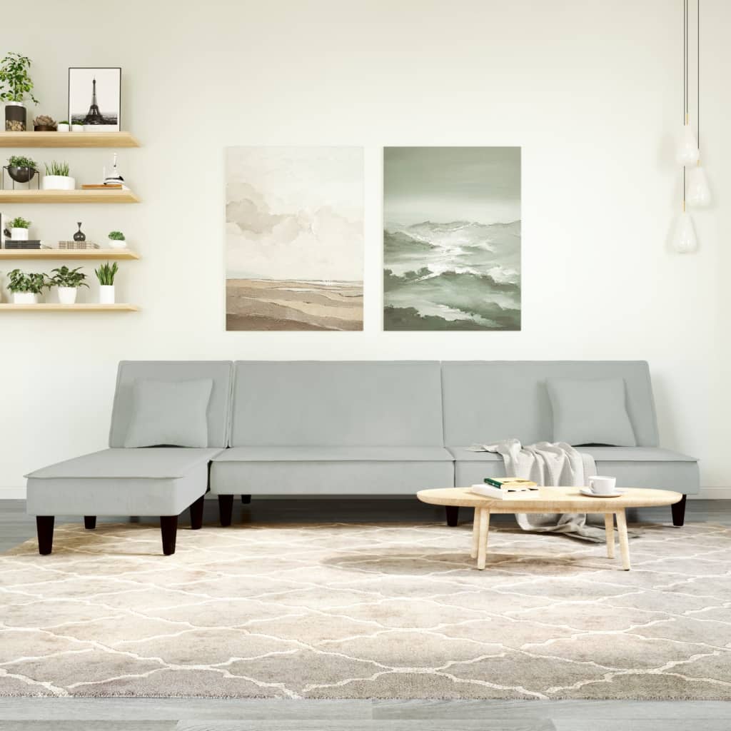 Canapé d'angle convertible en velours - Modèle Timo