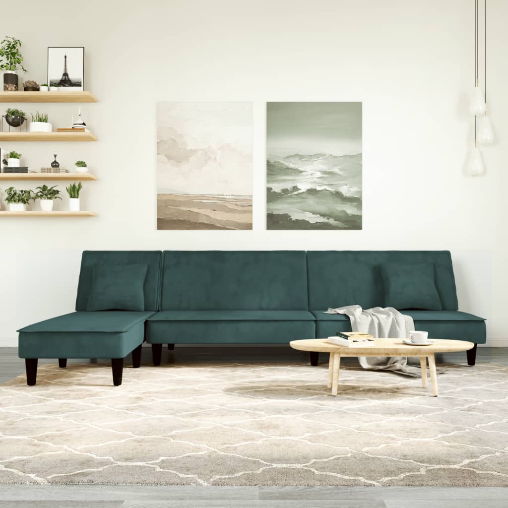 Canapé d'angle convertible en velours - Modèle Timo
