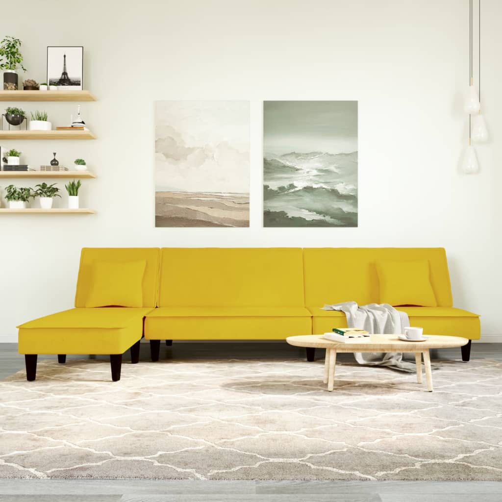 Canapé d'angle convertible en velours - Modèle Timo