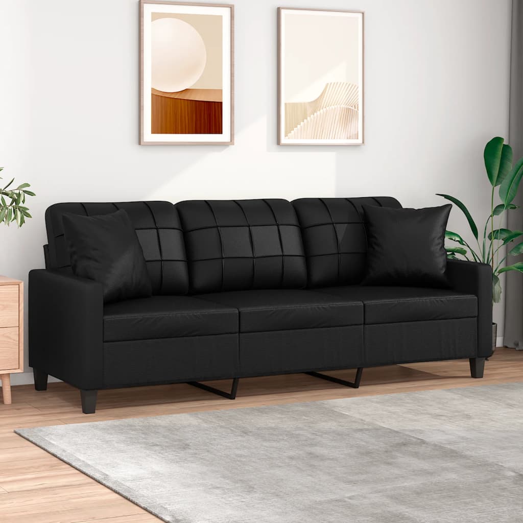 Canapé moderne avec oreillers décoratifs en similicuir - Modèle Lior
