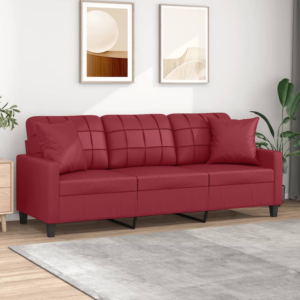 Canapé moderne avec oreillers décoratifs en similicuir - Modèle Lior
