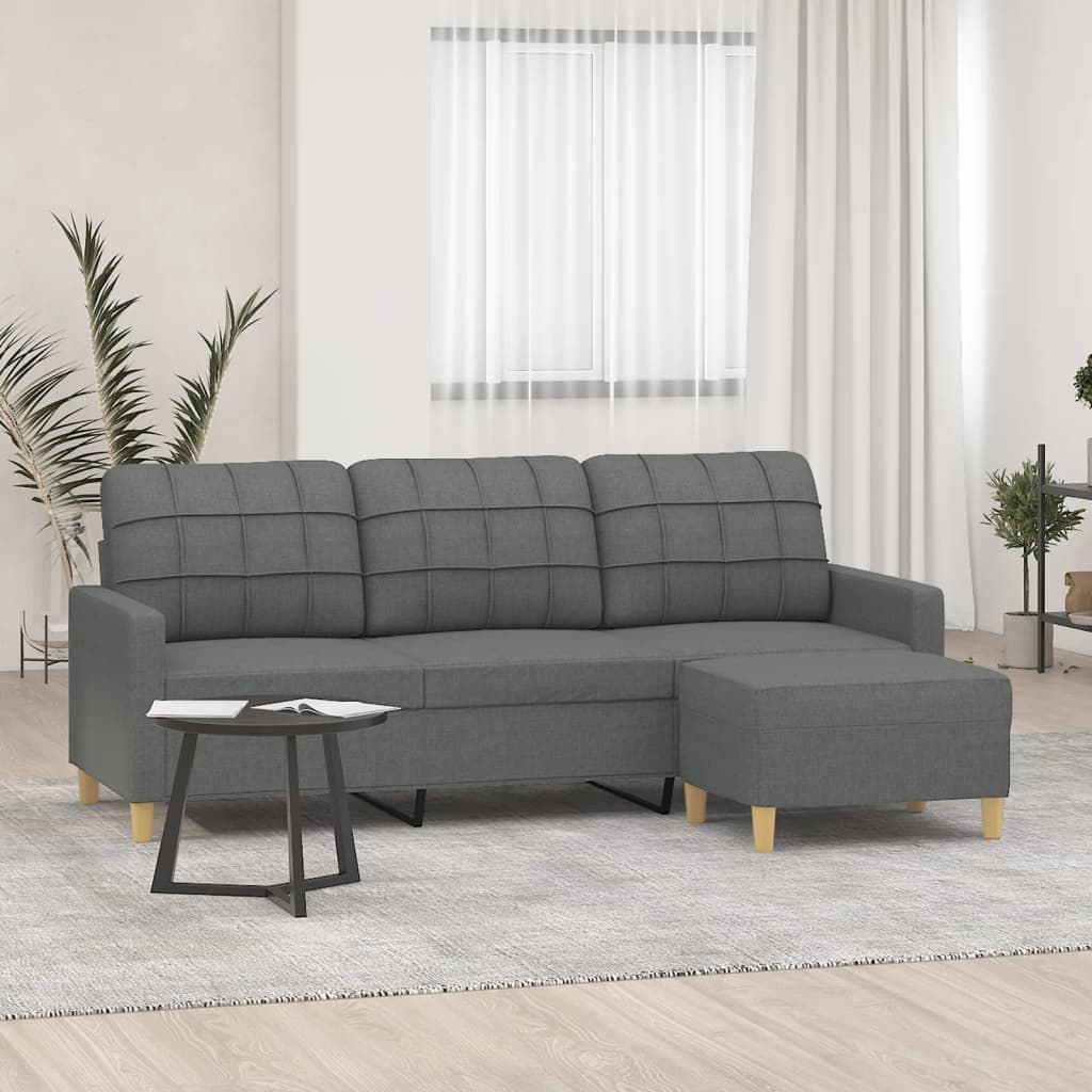 Canapé moderne avec repose-pieds en tissu - Modèle Lucas