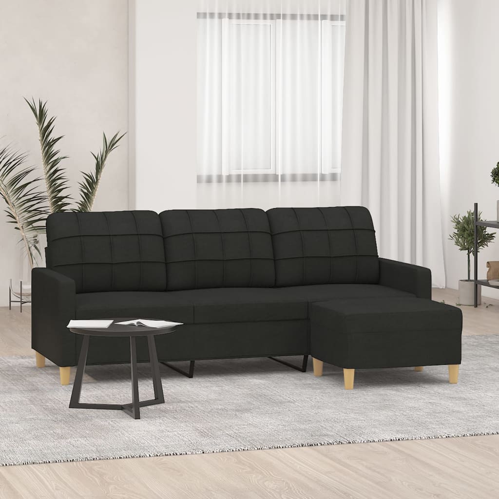 Canapé moderne avec repose-pieds en tissu - Modèle Lucas