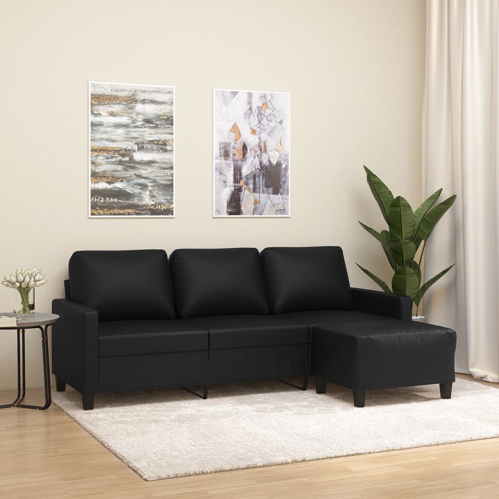 Canapé moderne avec repose-pieds en similicuir - Modèle Néo