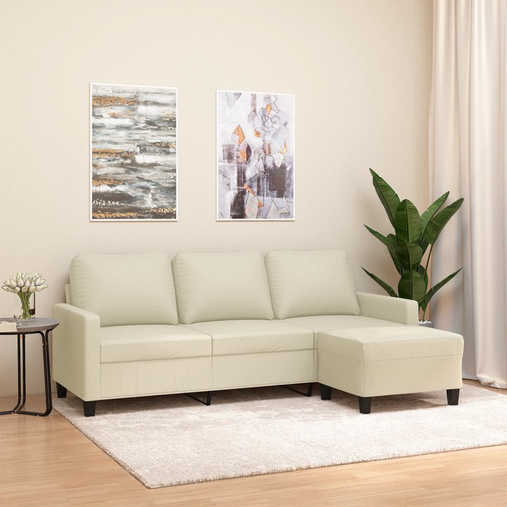 Canapé moderne avec repose-pieds en similicuir - Modèle Néo