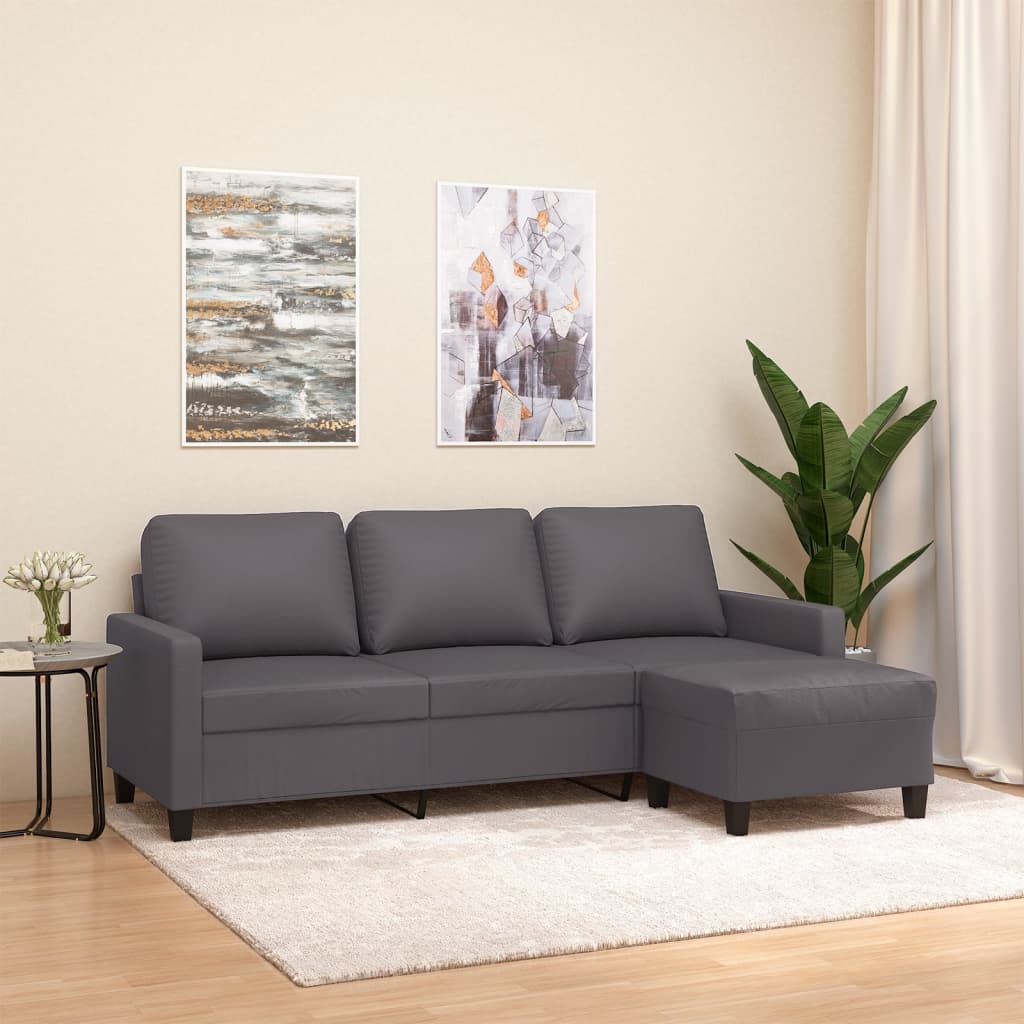 Canapé moderne avec repose-pieds en similicuir - Modèle Néo