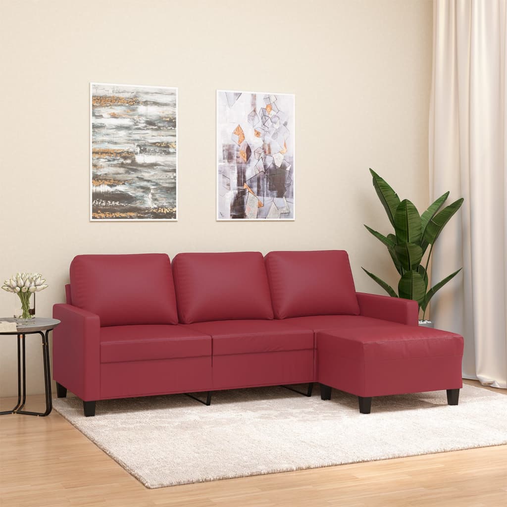 Canapé moderne avec repose-pieds en similicuir - Modèle Néo