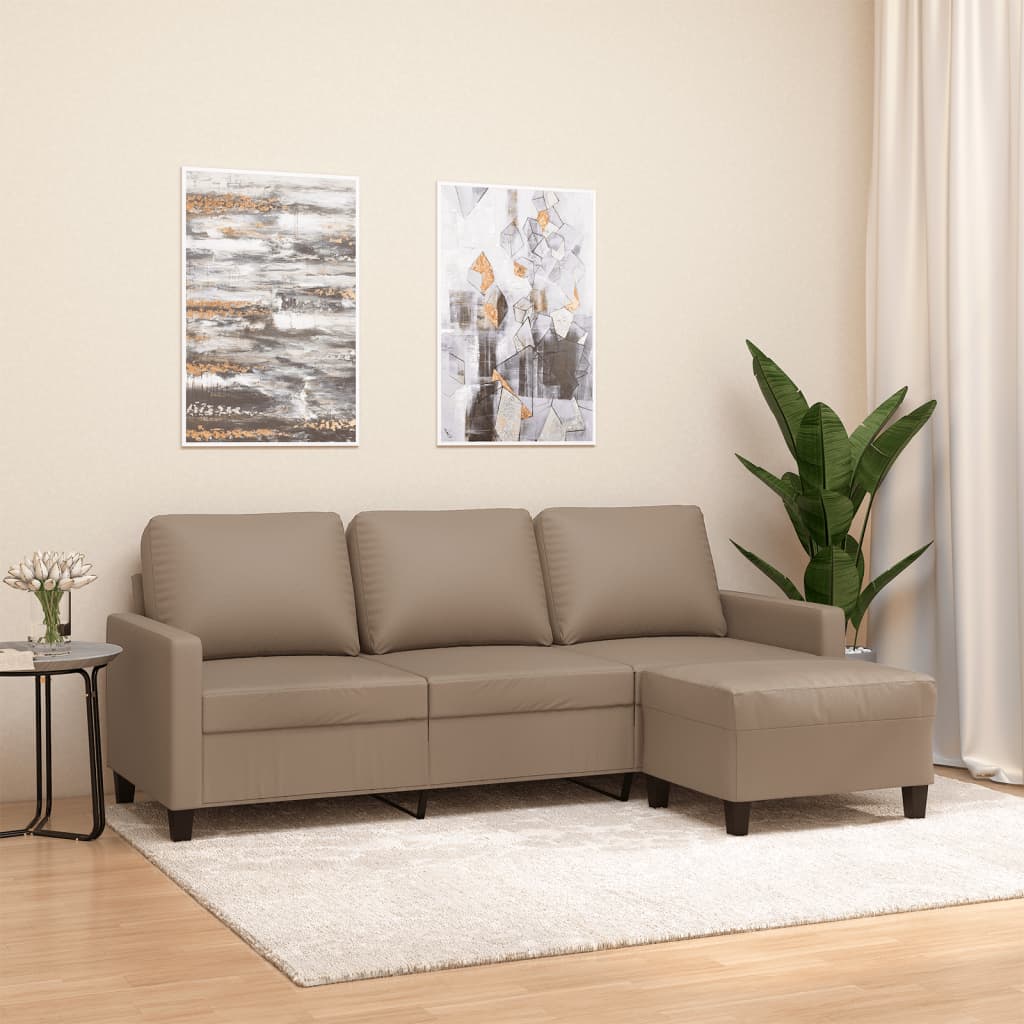 Canapé moderne avec repose-pieds en similicuir - Modèle Néo