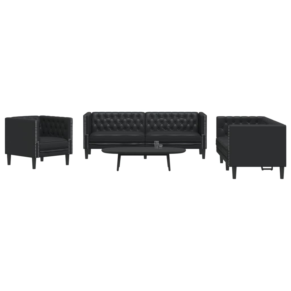 Ensemble de canapé Chesterfield en similicuir - Modèle Arthur