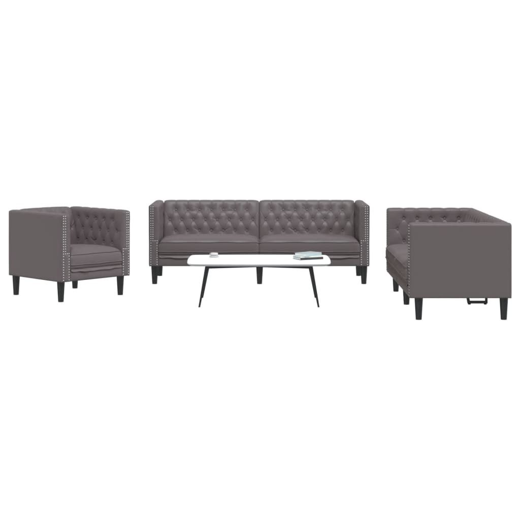 Ensemble de canapé Chesterfield en similicuir - Modèle Arthur
