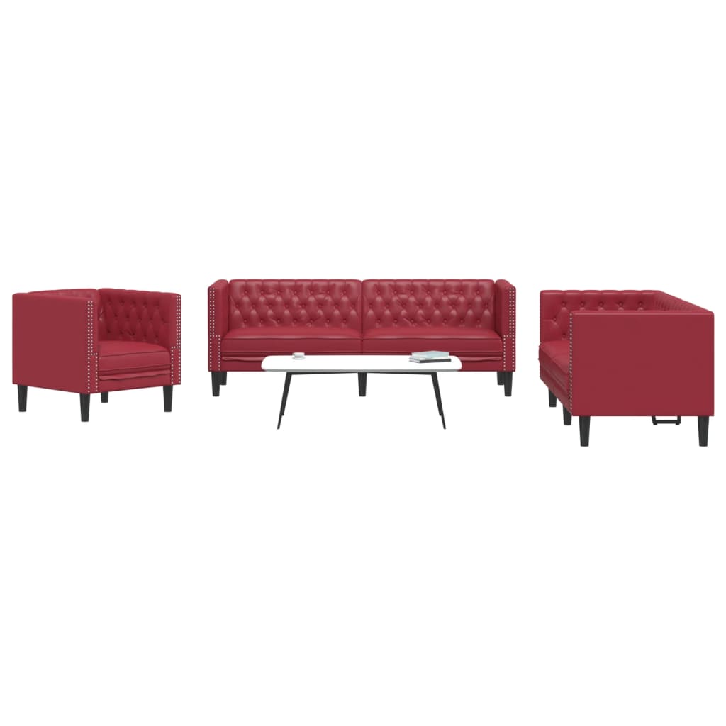 Ensemble de canapé Chesterfield en similicuir - Modèle Arthur