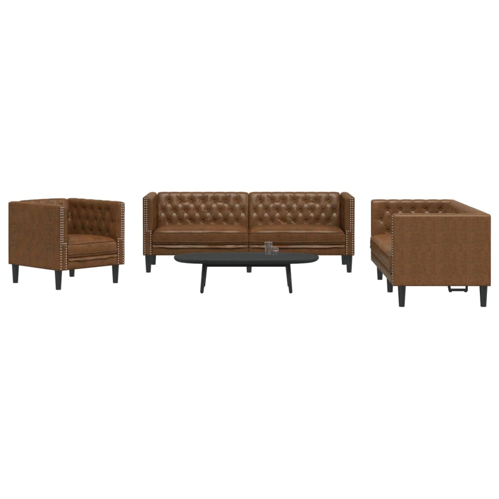 Ensemble de canapé Chesterfield en similicuir - Modèle Arthur