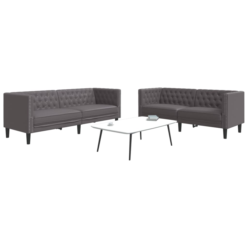 Ensemble de canapé Chesterfield en similicuir - Modèle Arthur