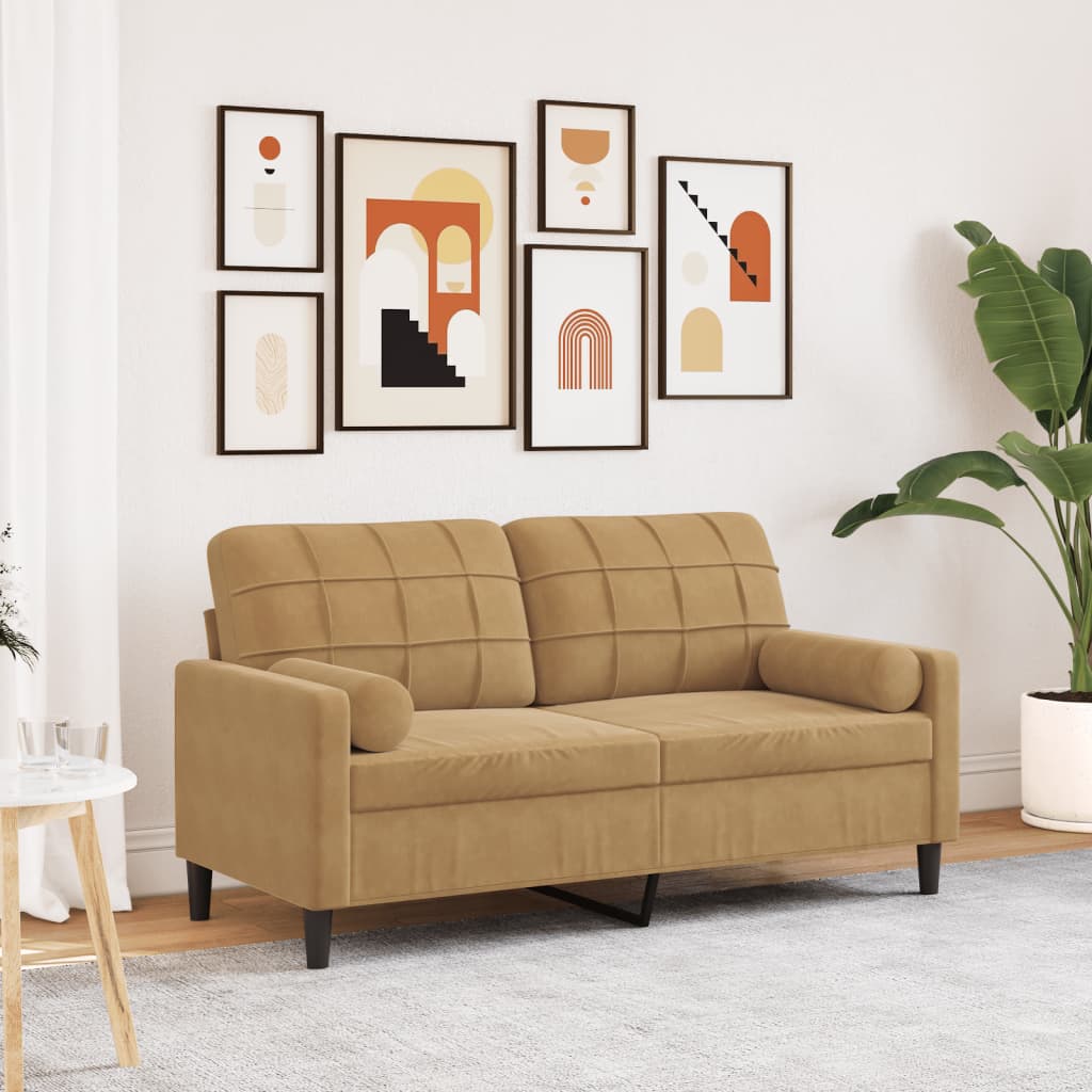 Canapé moderne avec oreillers décoratifs en velours - Modèle Milan