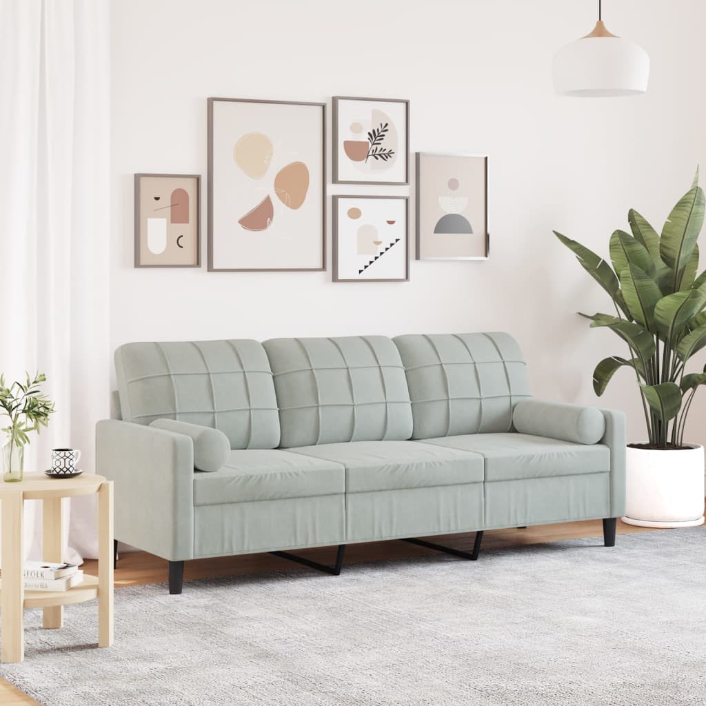 Canapé moderne avec oreillers décoratifs en velours - Modèle Milan