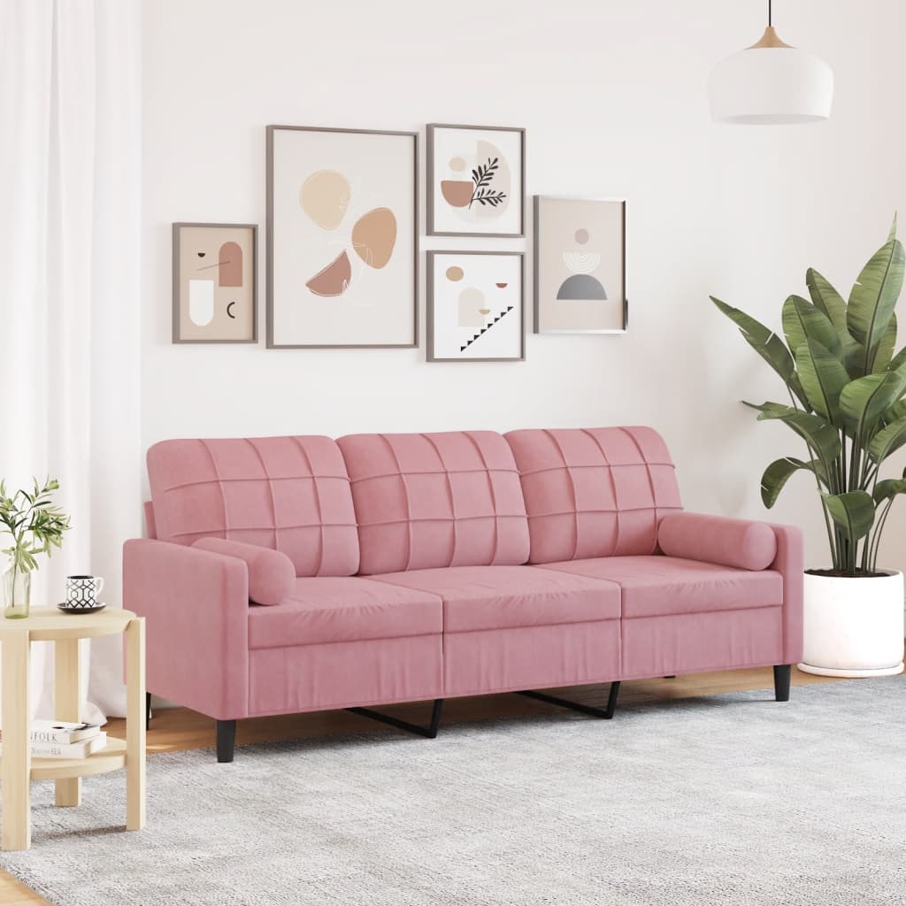 Canapé moderne avec oreillers décoratifs en velours - Modèle Milan