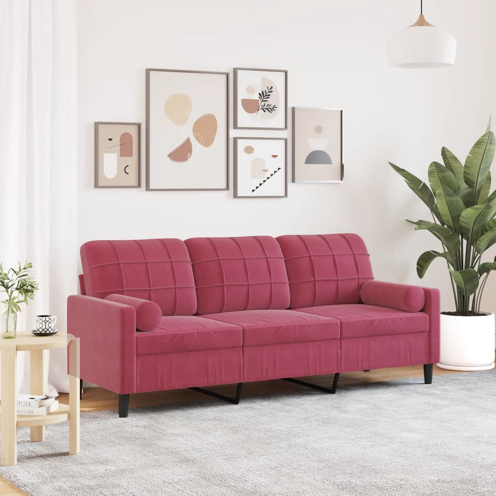 Canapé moderne avec oreillers décoratifs en velours - Modèle Milan