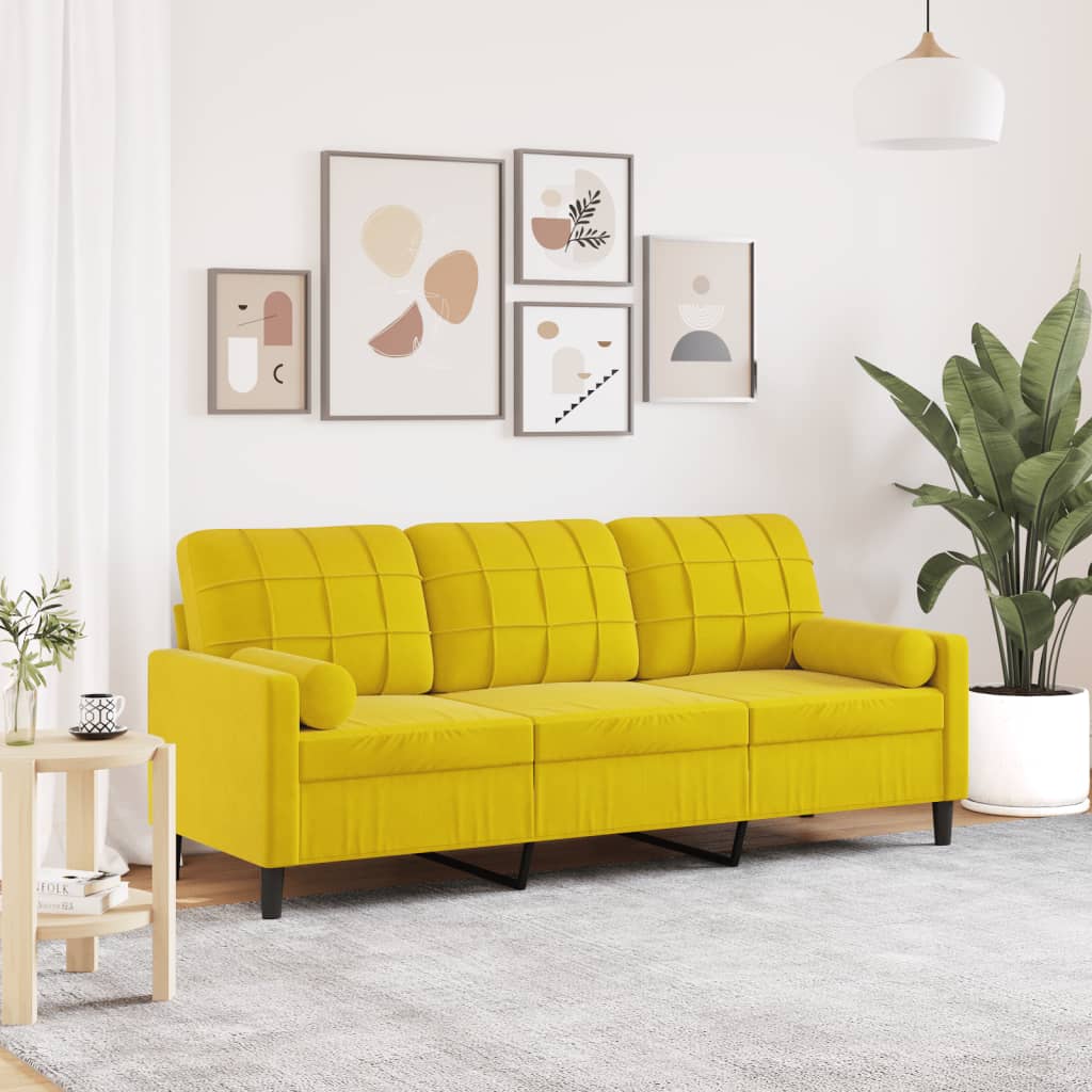Canapé moderne avec oreillers décoratifs en velours - Modèle Milan