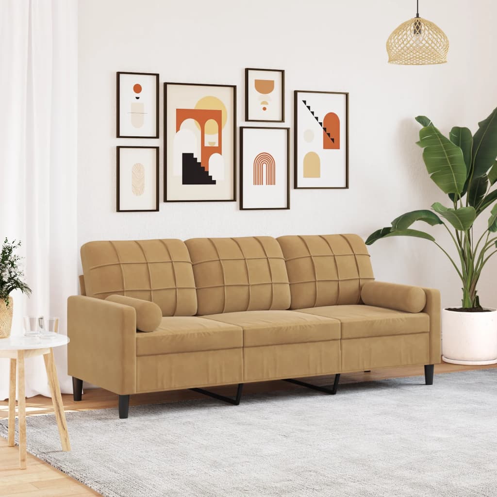 Canapé moderne avec oreillers décoratifs en velours - Modèle Milan