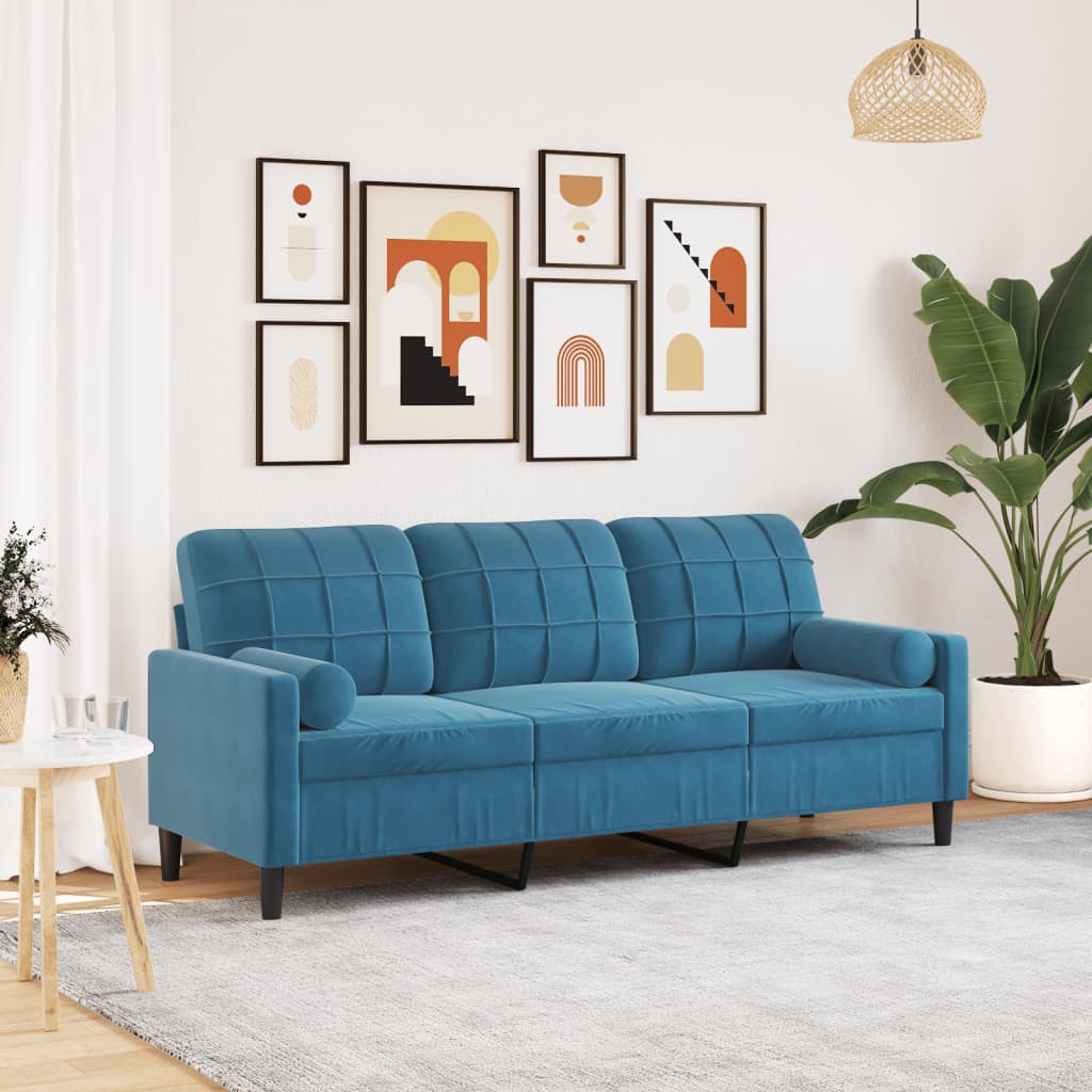 Canapé moderne avec oreillers décoratifs en velours - Modèle Milan