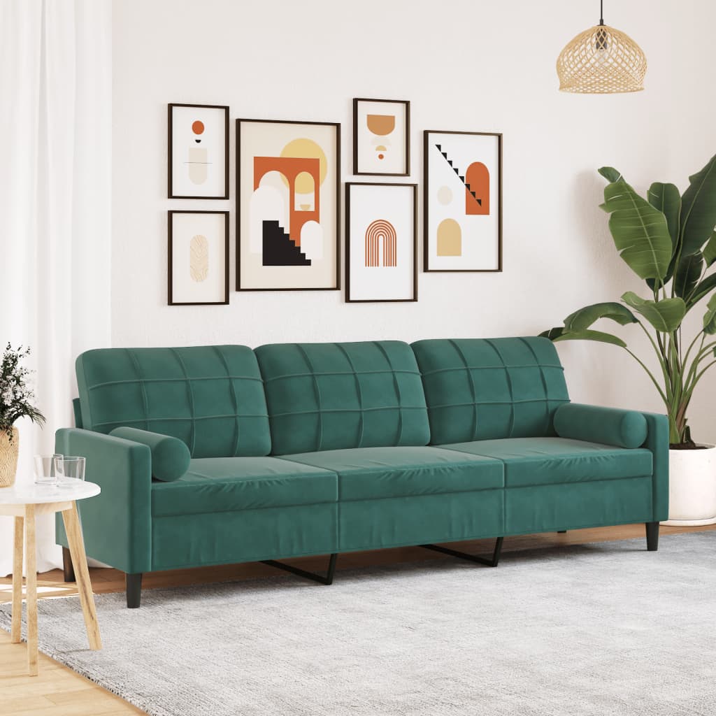 Canapé moderne avec oreillers décoratifs en velours - Modèle Milan