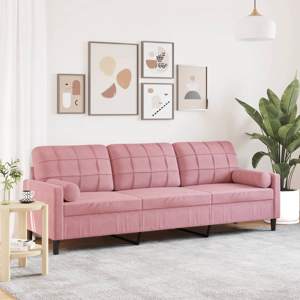 Canapé moderne avec oreillers décoratifs en velours - Modèle Milan
