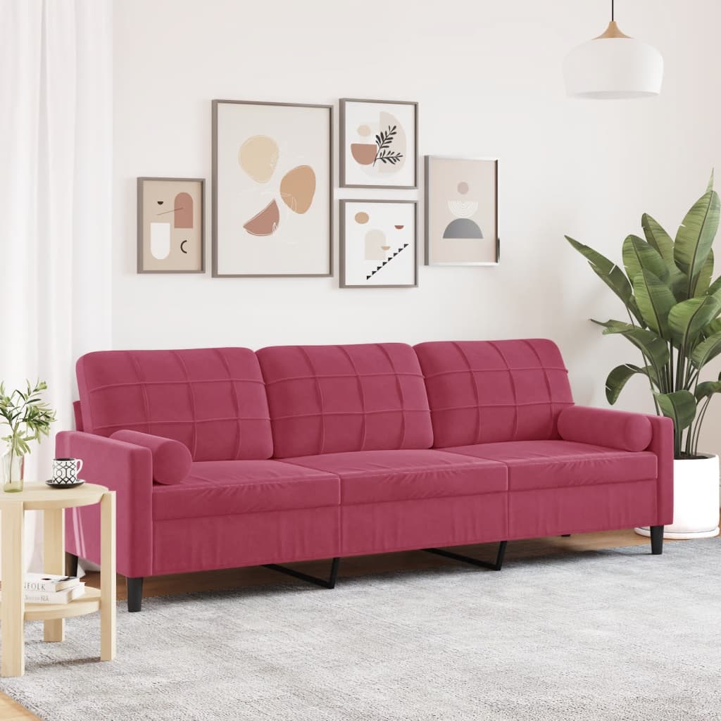 Canapé moderne avec oreillers décoratifs en velours - Modèle Milan