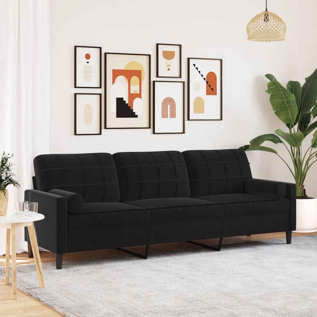 Canapé moderne avec oreillers décoratifs en velours - Modèle Milan