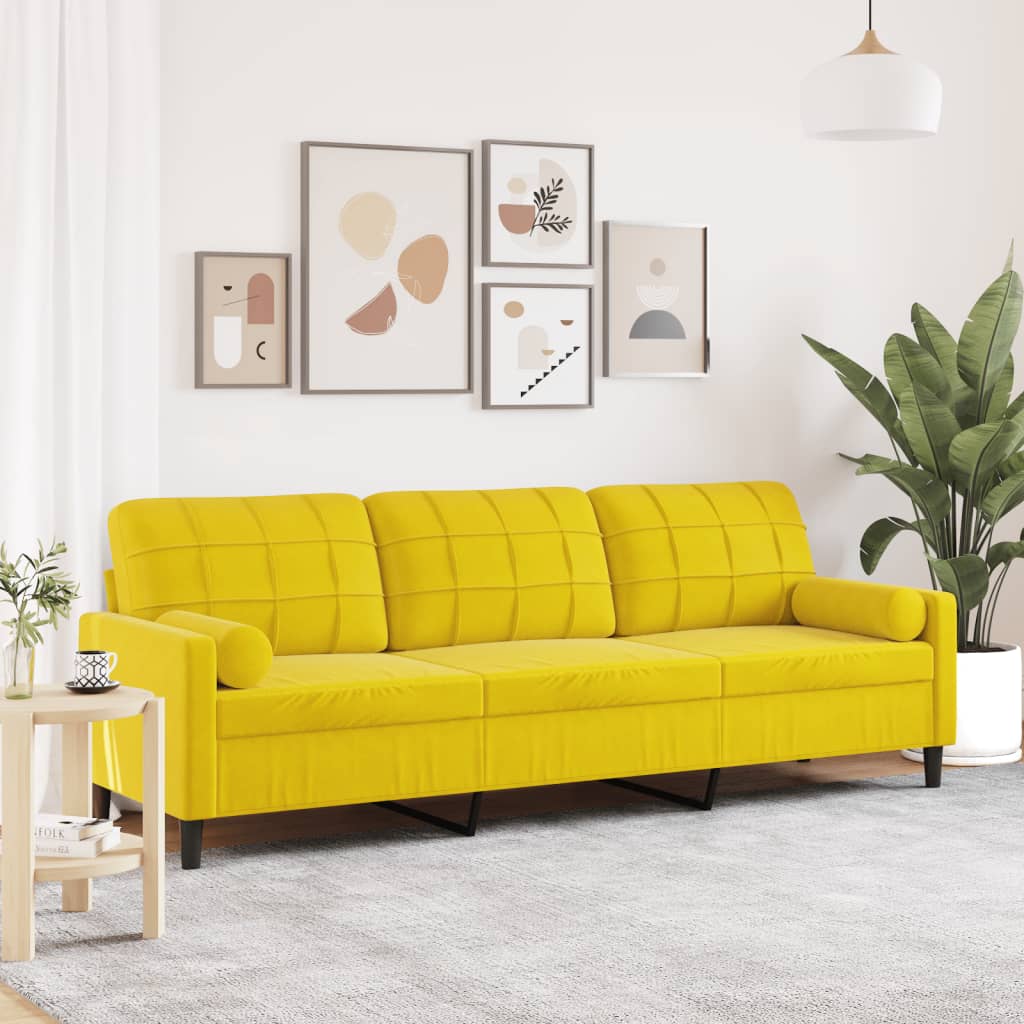 Canapé moderne avec oreillers décoratifs en velours - Modèle Milan