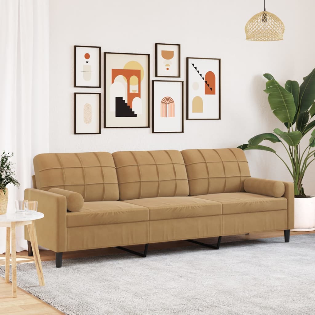 Canapé moderne avec oreillers décoratifs en velours - Modèle Milan