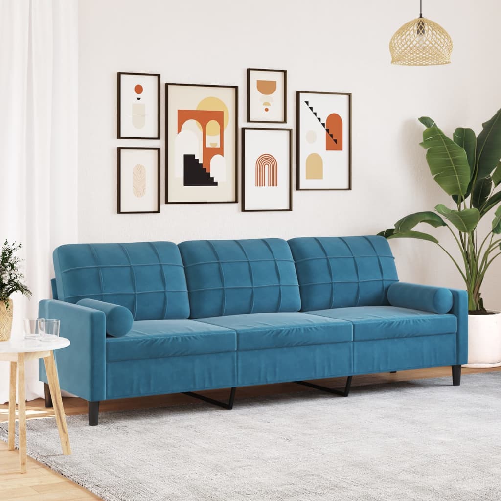 Canapé moderne avec oreillers décoratifs en velours - Modèle Milan