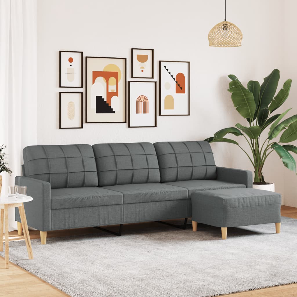 Canapé moderne avec repose-pieds en tissu - Modèle Lucas