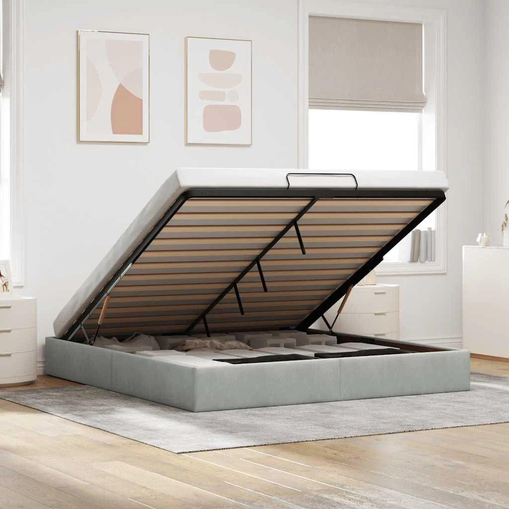 Lit coffre ottoman en velours - Modèle Eden