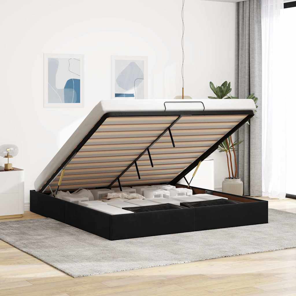 Lit coffre ottoman en velours - Modèle Eden