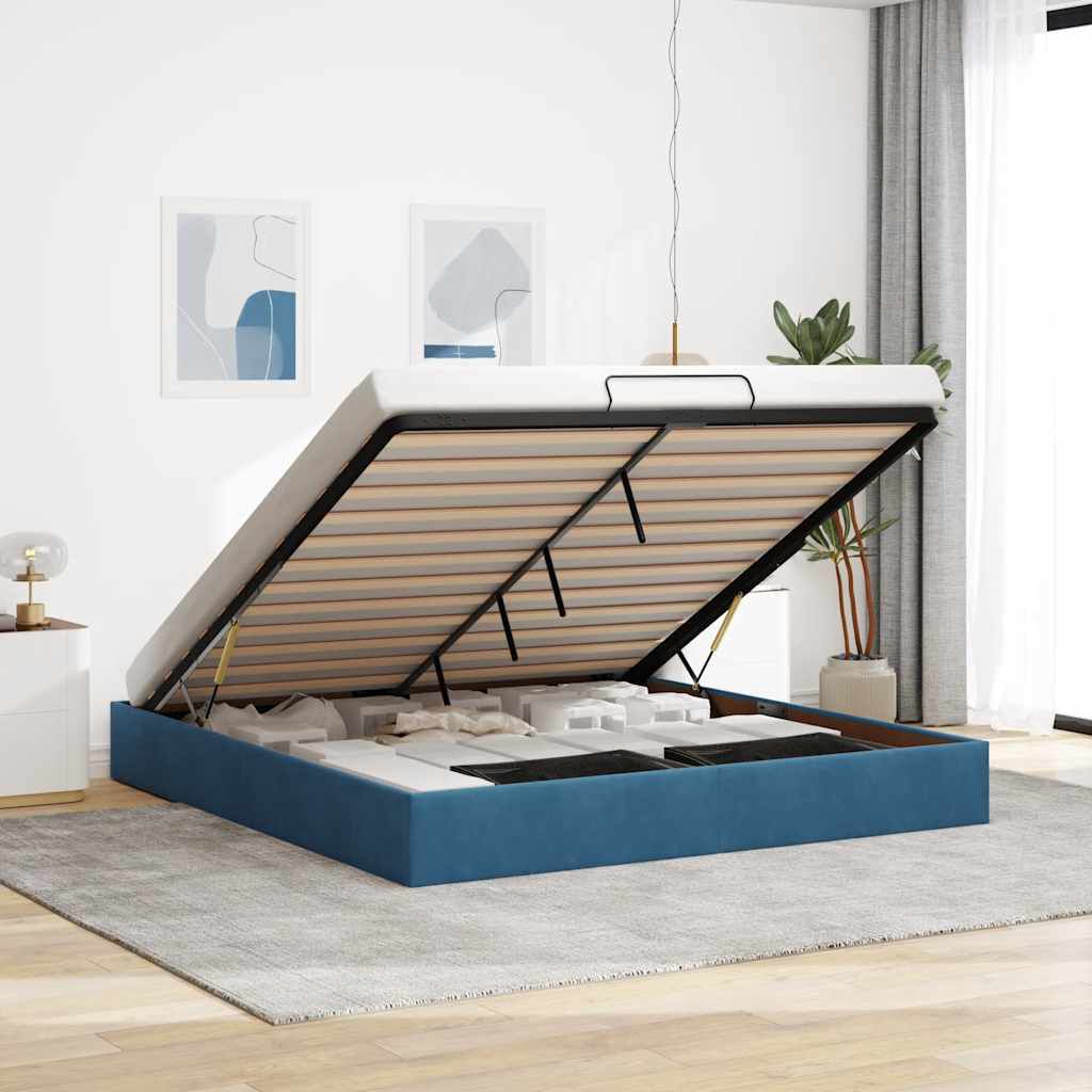 Lit coffre ottoman en velours - Modèle Eden