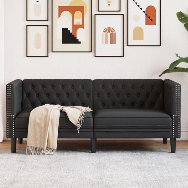 Canapé Chesterfield en similicuir - Modèle Hugo
