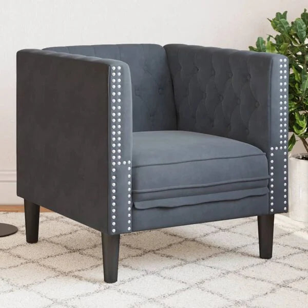 Fauteuil Chesterfield en velours - Modèle Georges