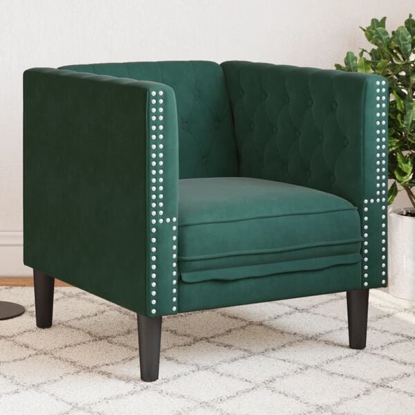 Fauteuil Chesterfield en velours - Modèle Georges