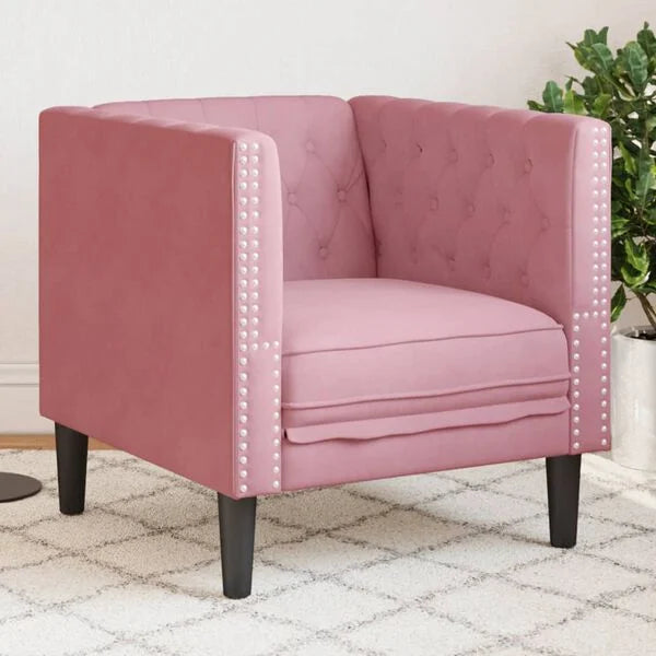 Fauteuil Chesterfield en velours - Modèle Georges