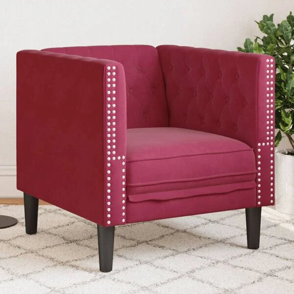 Fauteuil Chesterfield en velours - Modèle Georges